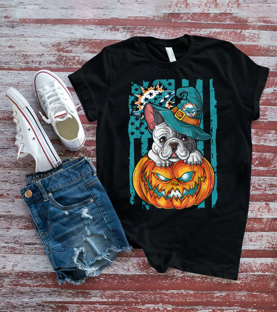 Hlw Bulldog Miami Dolphins Halloween Pumpkin Magic T-Shirt
