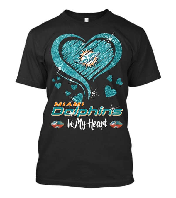 Miami Dolphins Heart Sparkle T-Shirt