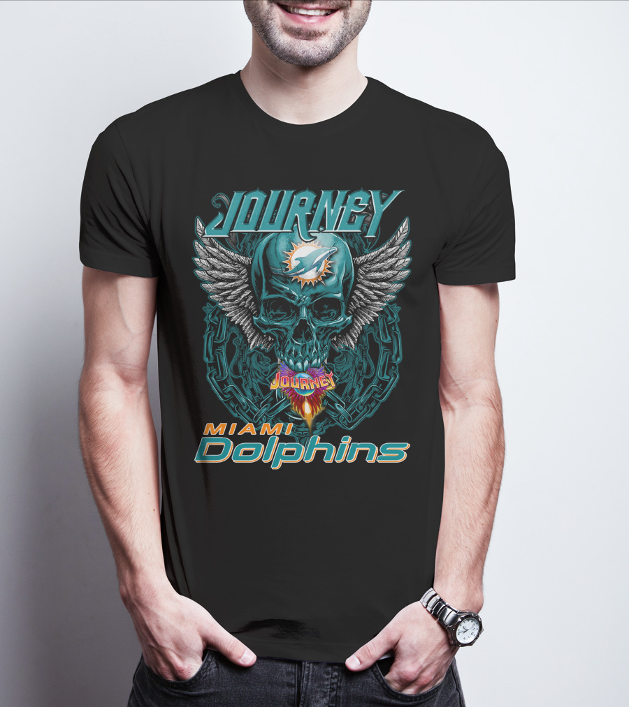 Journey Miami Dolphins Skull Wings T-Shirt