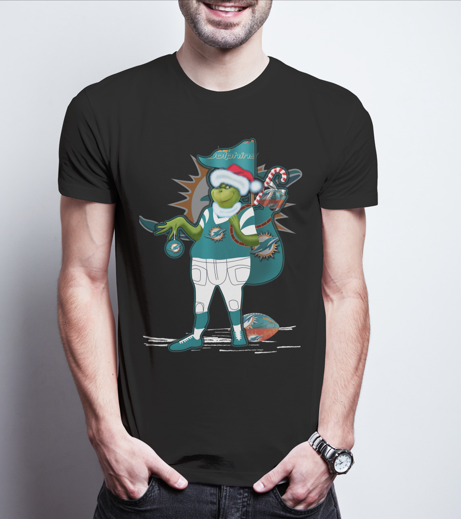 Grinchxmas Miami Dolphins Christmas Football Fan T-Shirt