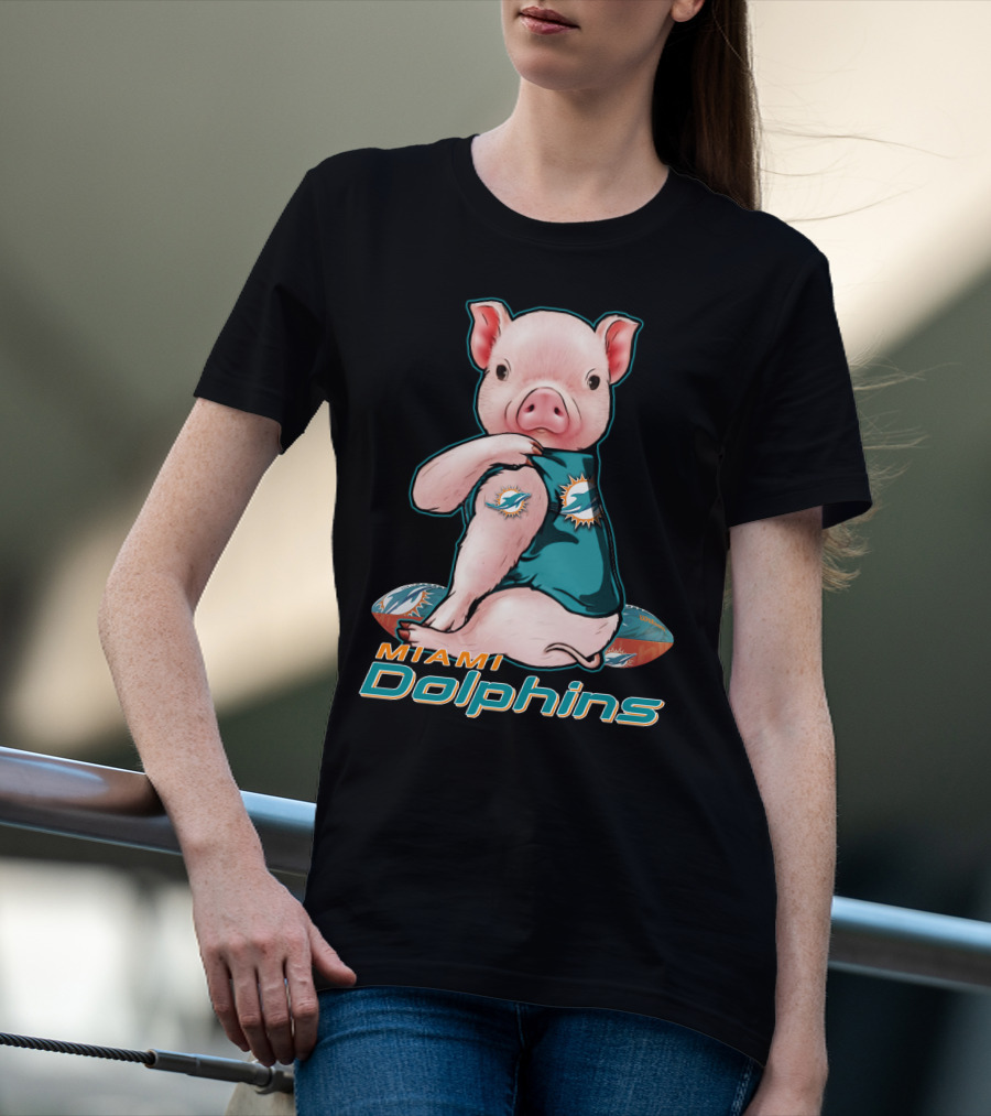 Miami Dolphins Pig Football Fan T-Shirt