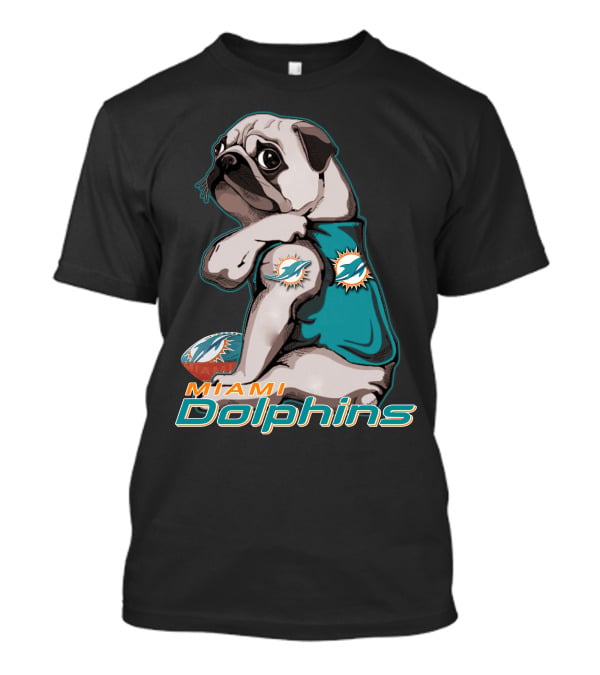 Miami Dolphins Pug Football T-Shirt