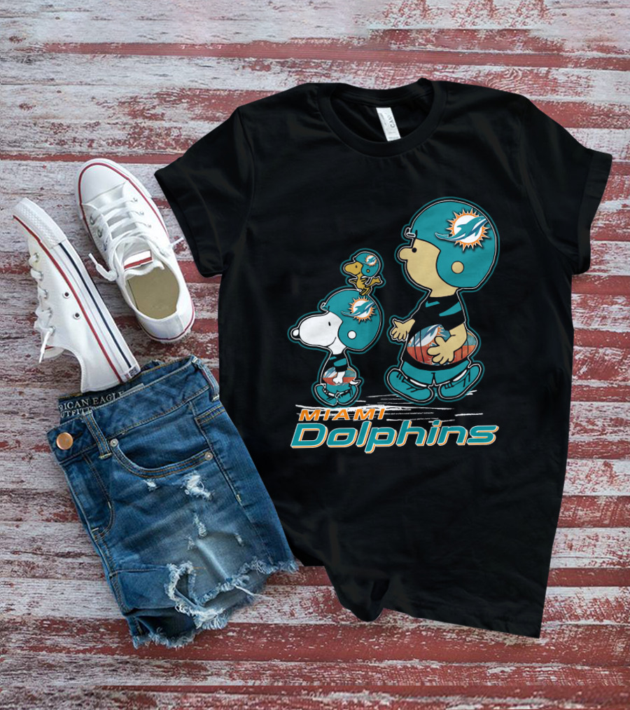 Snpfootball Miami Dolphins Peanuts Characters T-Shirt