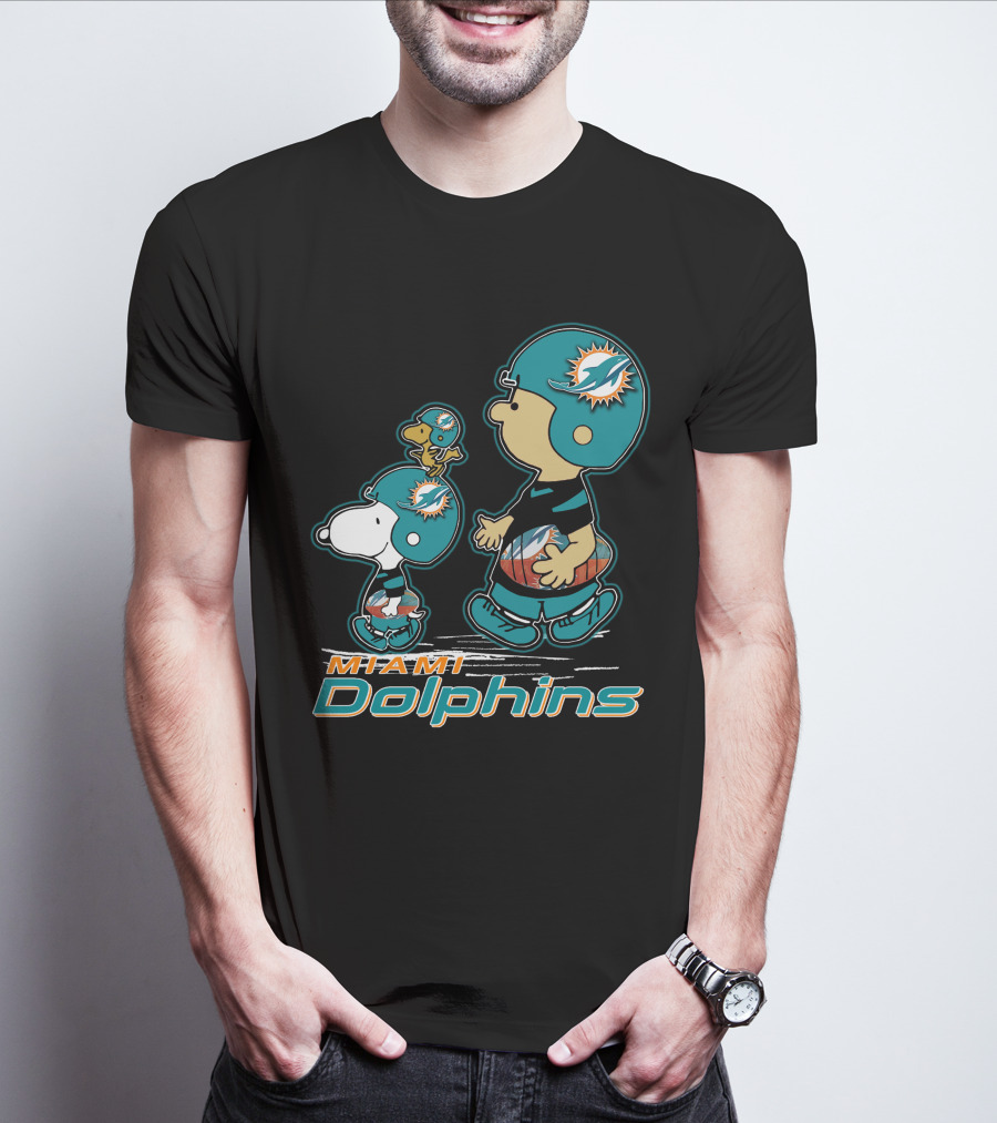 Snpfootball Miami Dolphins Peanuts Characters T-Shirt