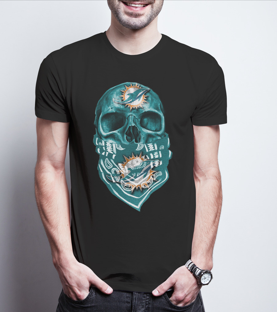 Miami Dolphins Skull Bandana T-Shirt