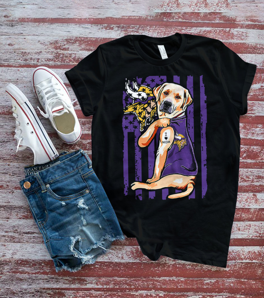 Minnesota Vikings Labrador Retriever I Love Mom T-Shirt