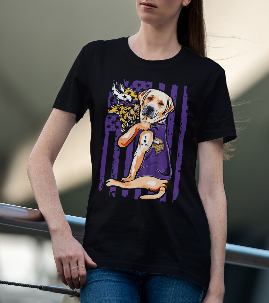 Minnesota Vikings Labrador Retriever I Love Mom T-Shirt
