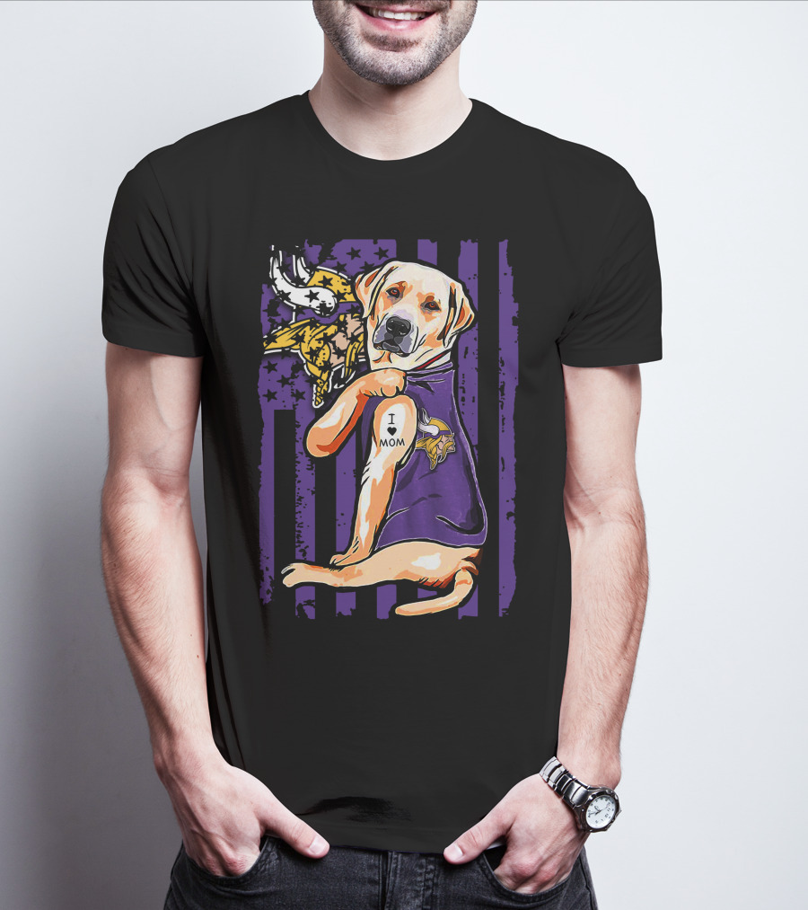 Minnesota Vikings Labrador Retriever I Love Mom T-Shirt