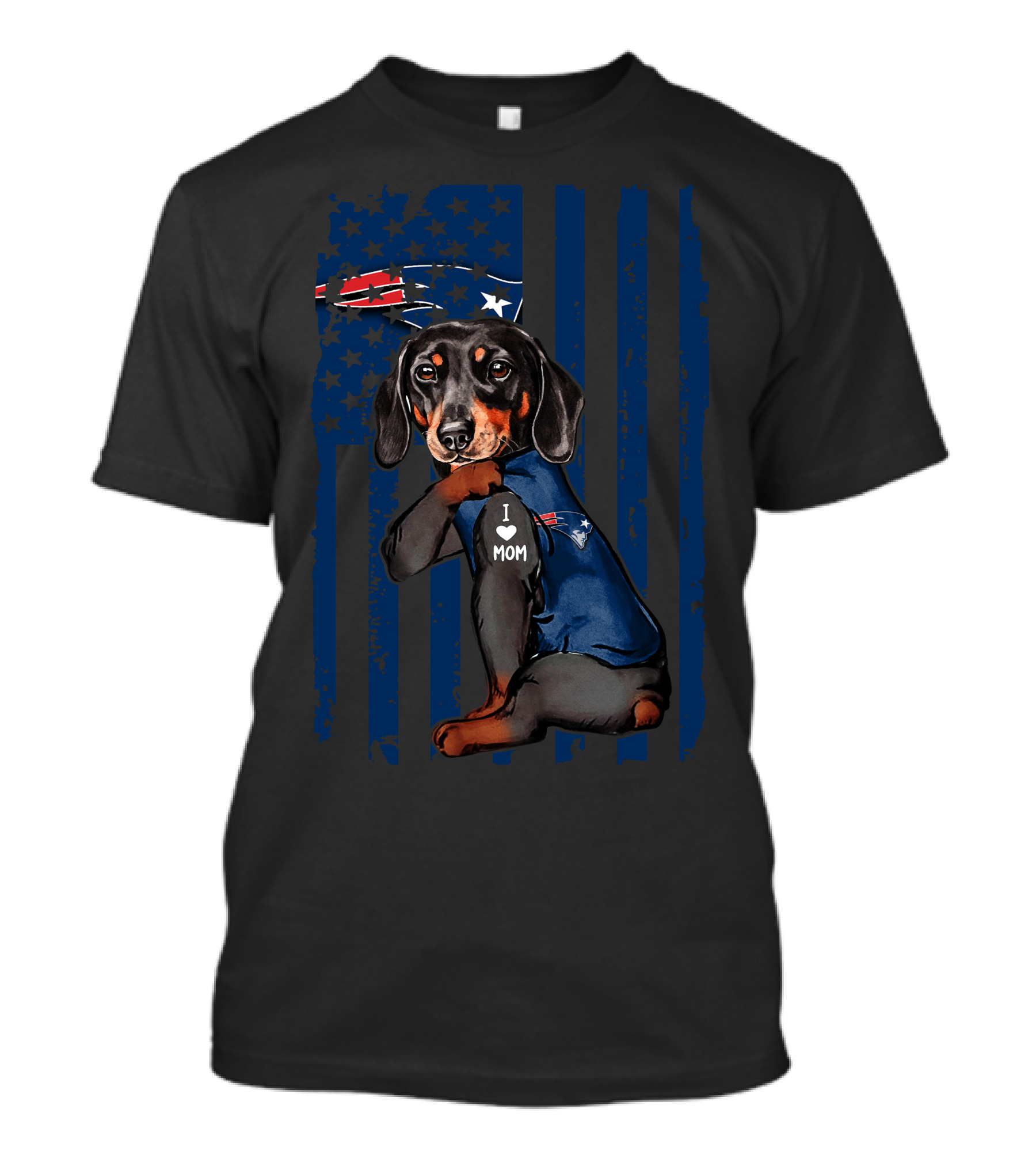 Dachshund New England Patriots I Love Mom T-Shirt