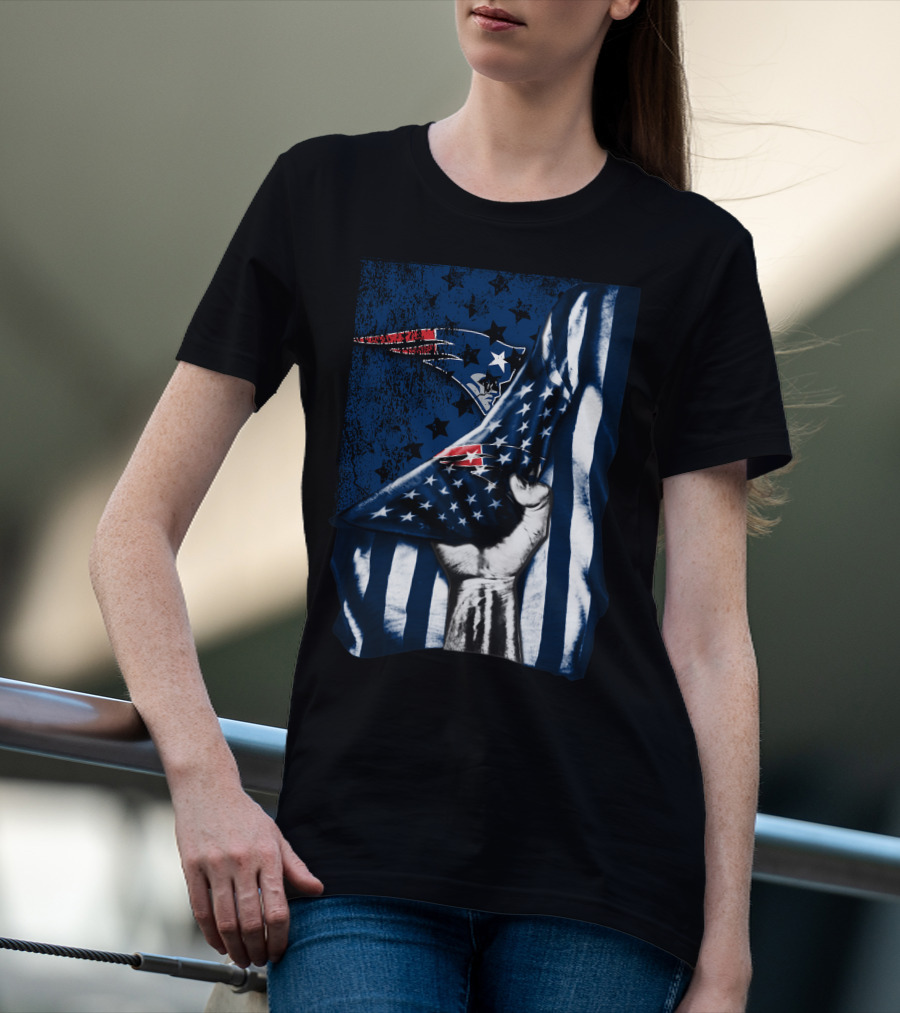 New England Patriots American Flag Hand Stars Stripes T-Shirt