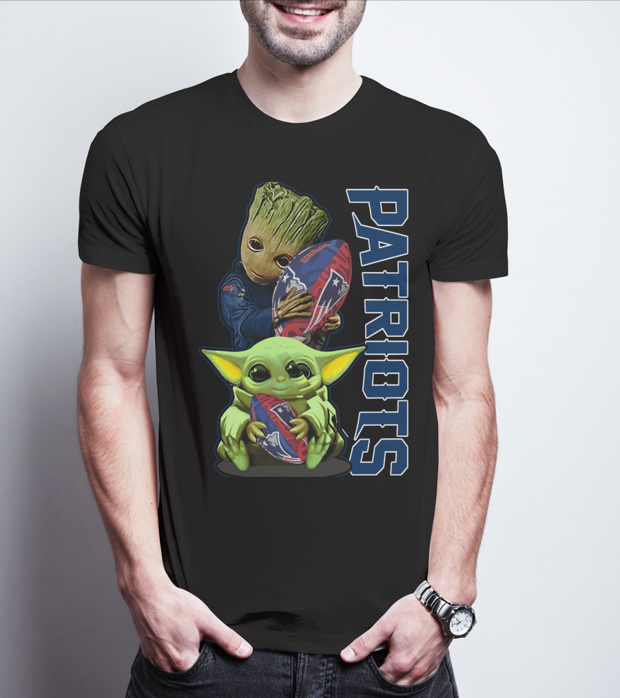 Grzd New England Patriots Baby Yoda And Groot Football Combo T-Shirt