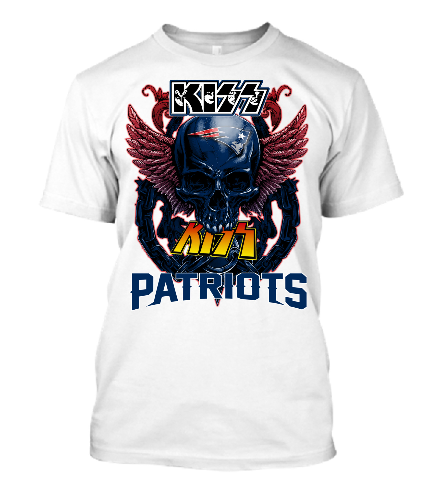 KISS Patriots Skull With Wings New England Patriots T-Shirt