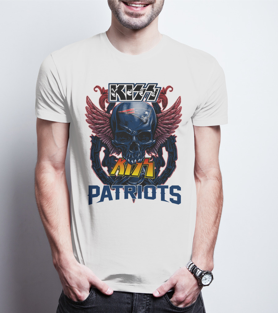 KISS Patriots Skull With Wings New England Patriots T-Shirt