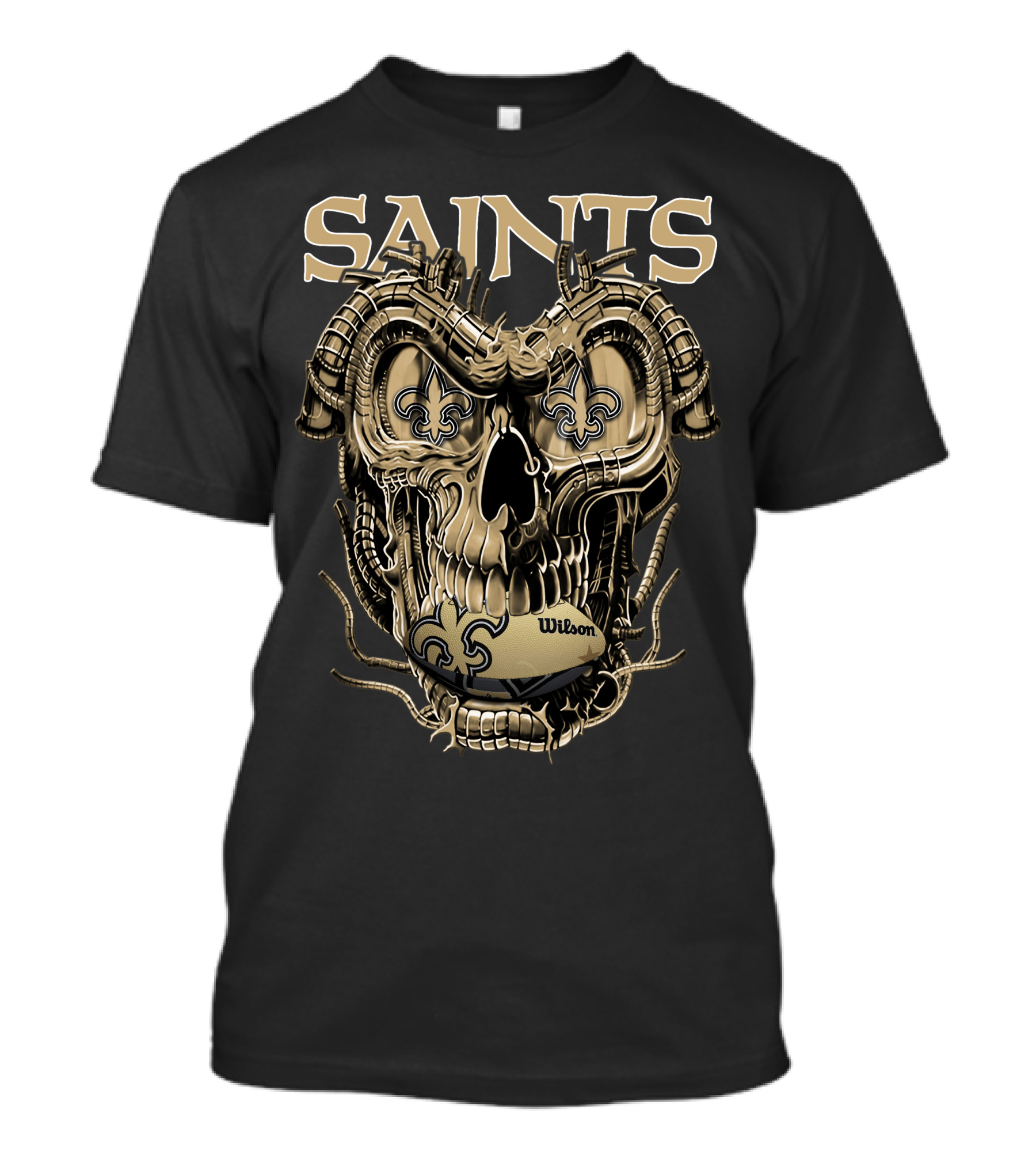Saints Dragonskull Helmet Fleur-de-Lis Wilson Football T-Shirt