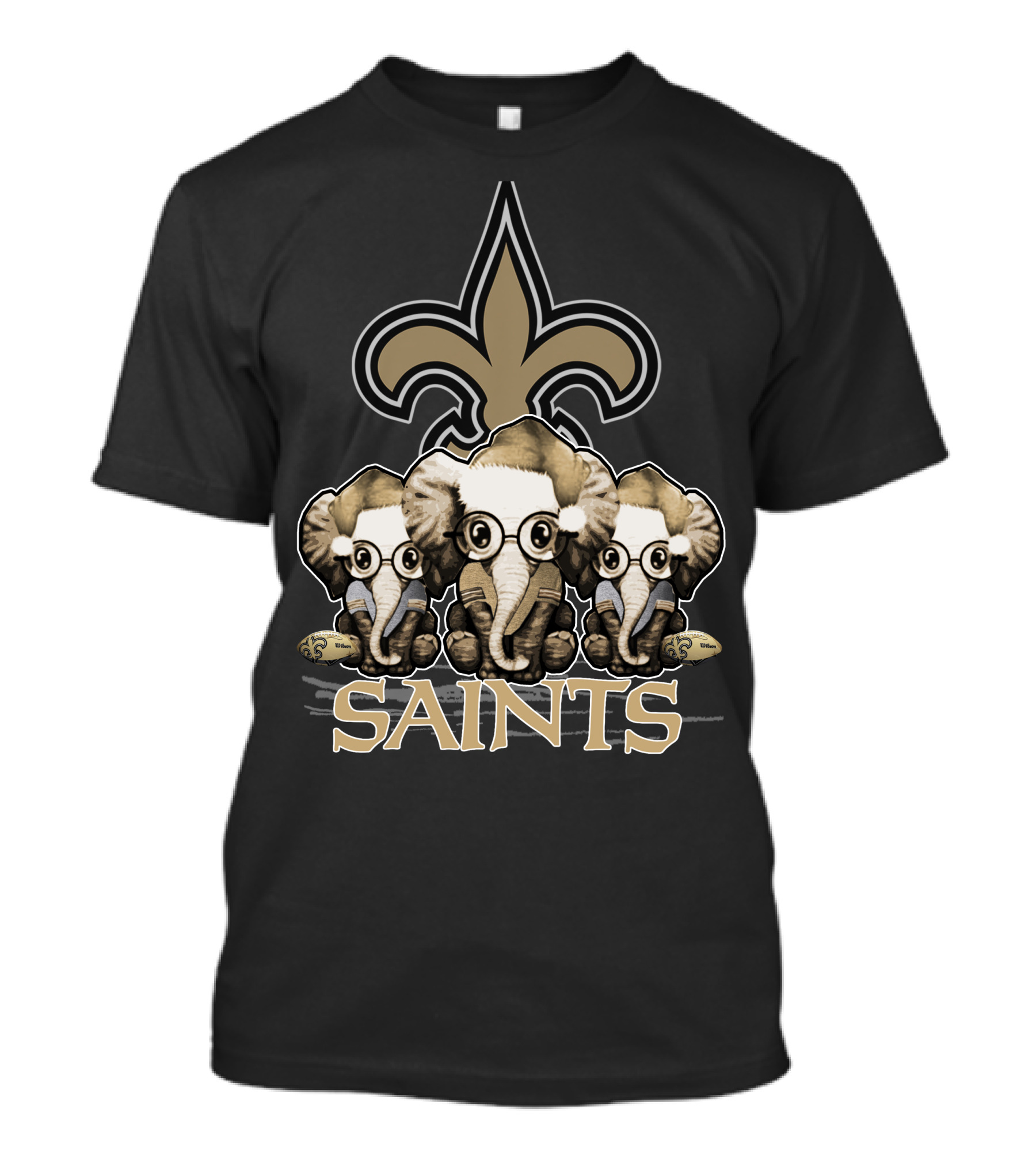 New Orleans Saints Elephan Xmas Fleur-de-Lis T-Shirt