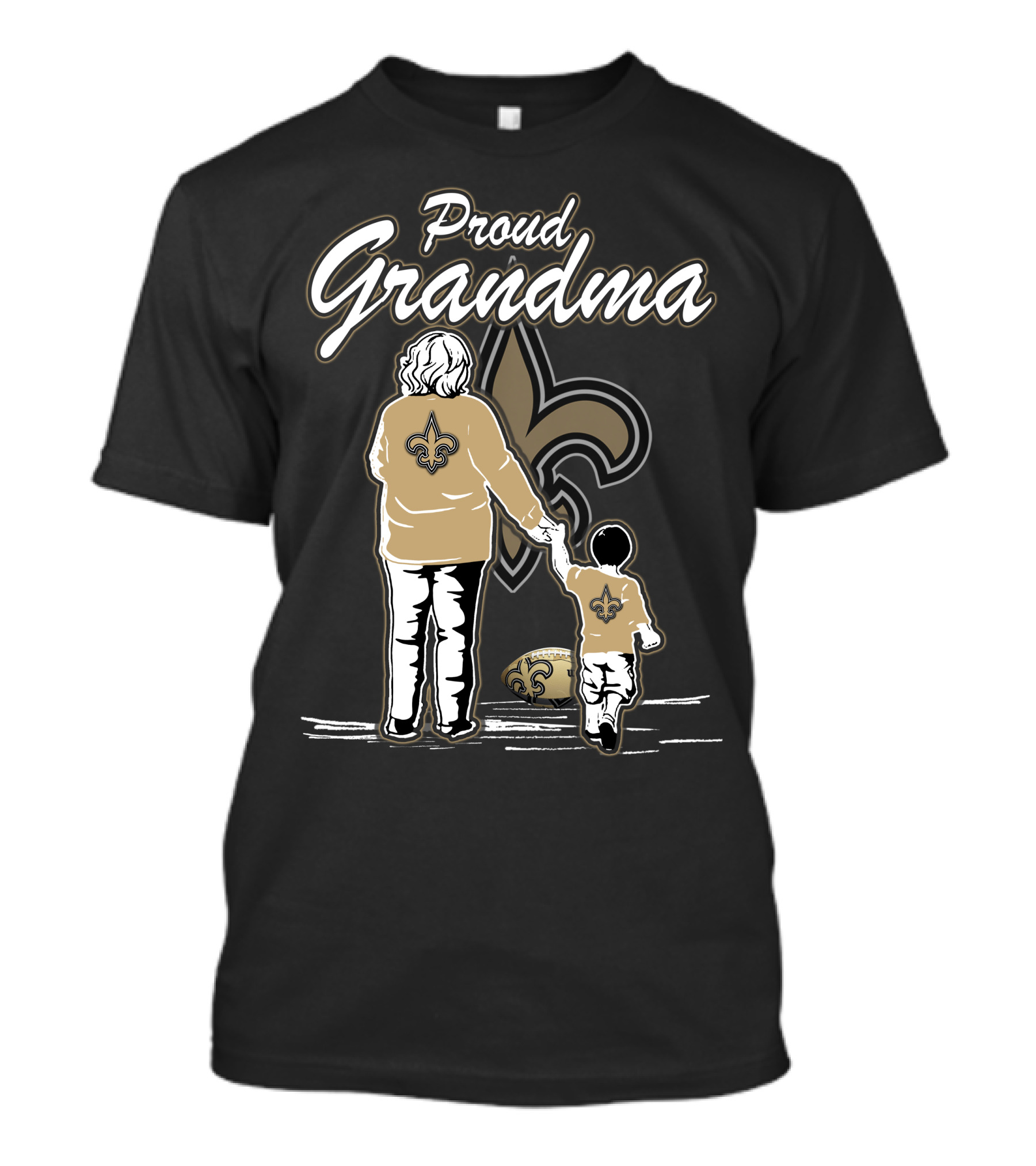 Proud Grandma New Orleans Saints Fleur-de-Lis Family Love T-Shirt