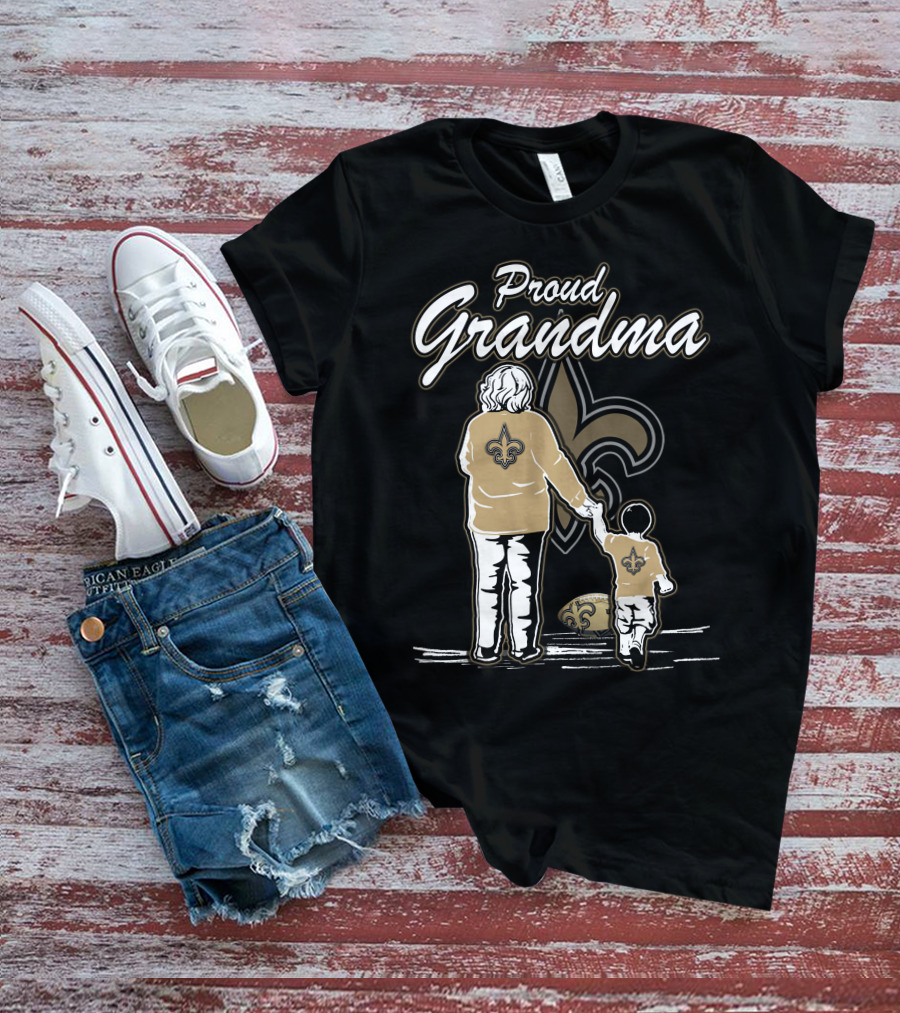 Proud Grandma New Orleans Saints Fleur-de-Lis Family Love T-Shirt