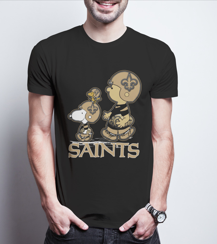 Snpfootball New Orleans Saints Peanuts Snoopy Woodstock Football Helmets T-Shirt