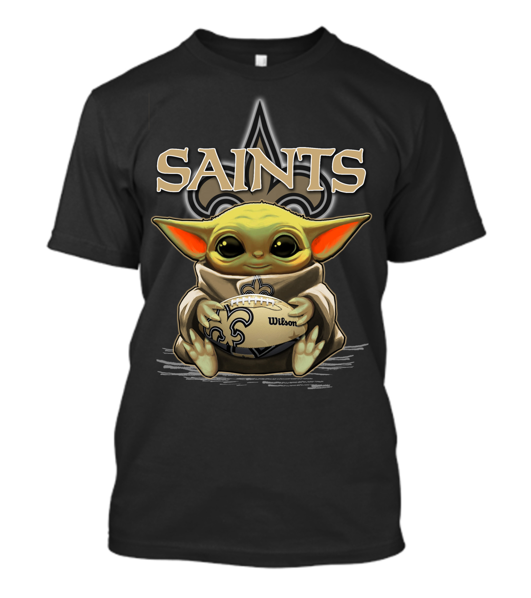 Yoda New Orleans Saints Holding Wilson Football With Fleur-de-Lis T-Shirt