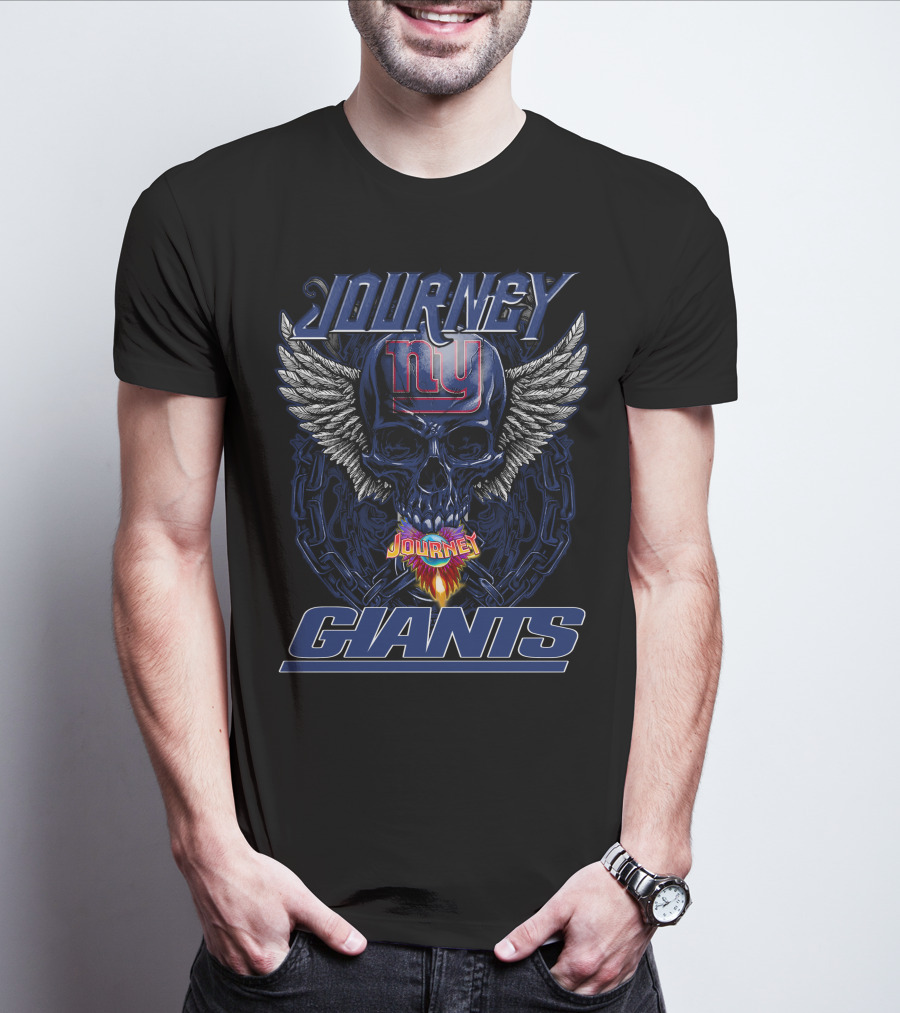 Journey NY Giants Skull Wings Flame T-Shirt