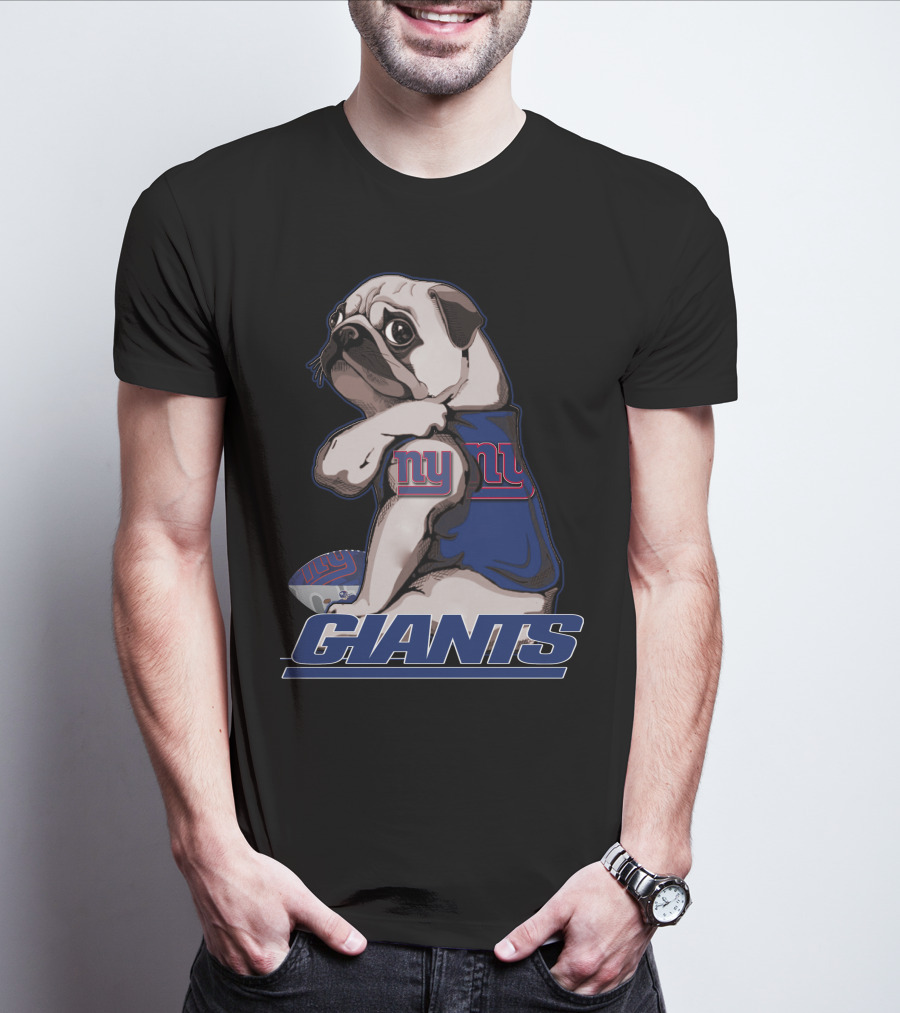 Pug Wearing New York Giants Football Sweater T-Shirt
