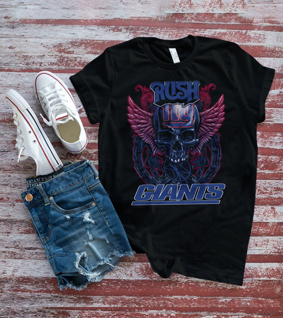 Rush Ny Giants Skull With Wings T-Shirt