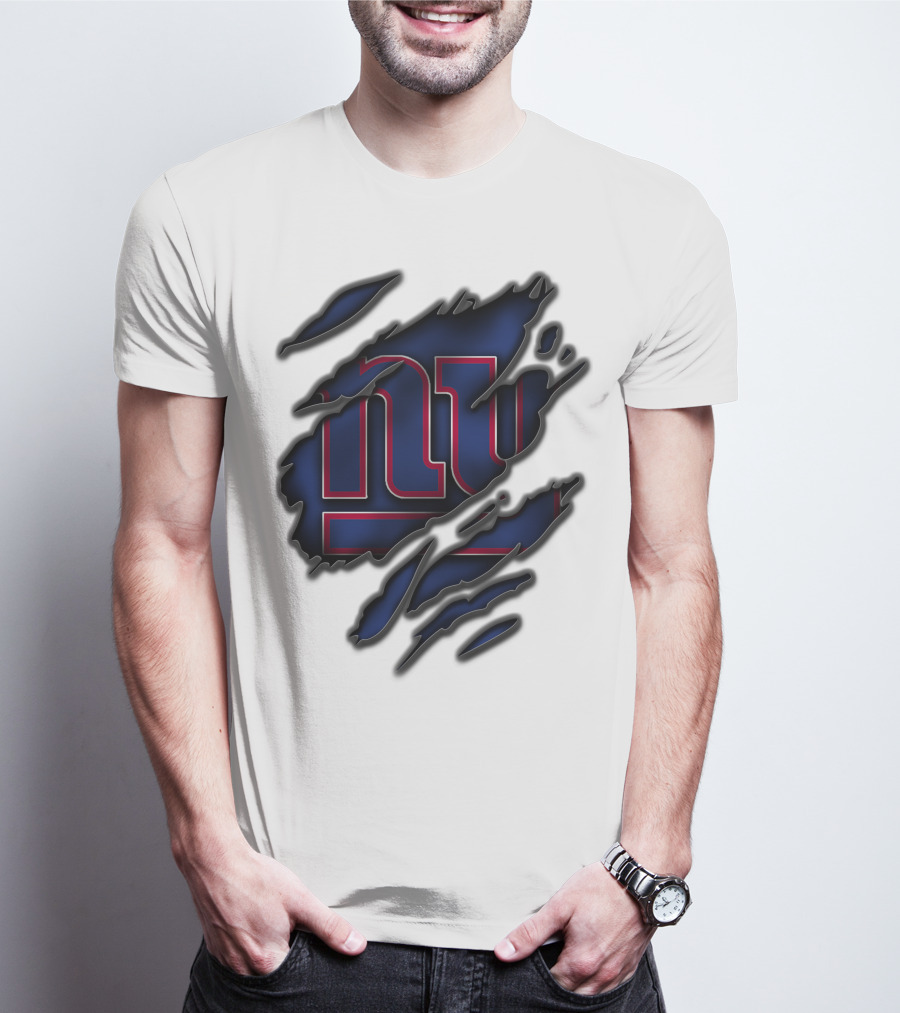 Torn V3 New York Giants Logo Rip Effect T-Shirt