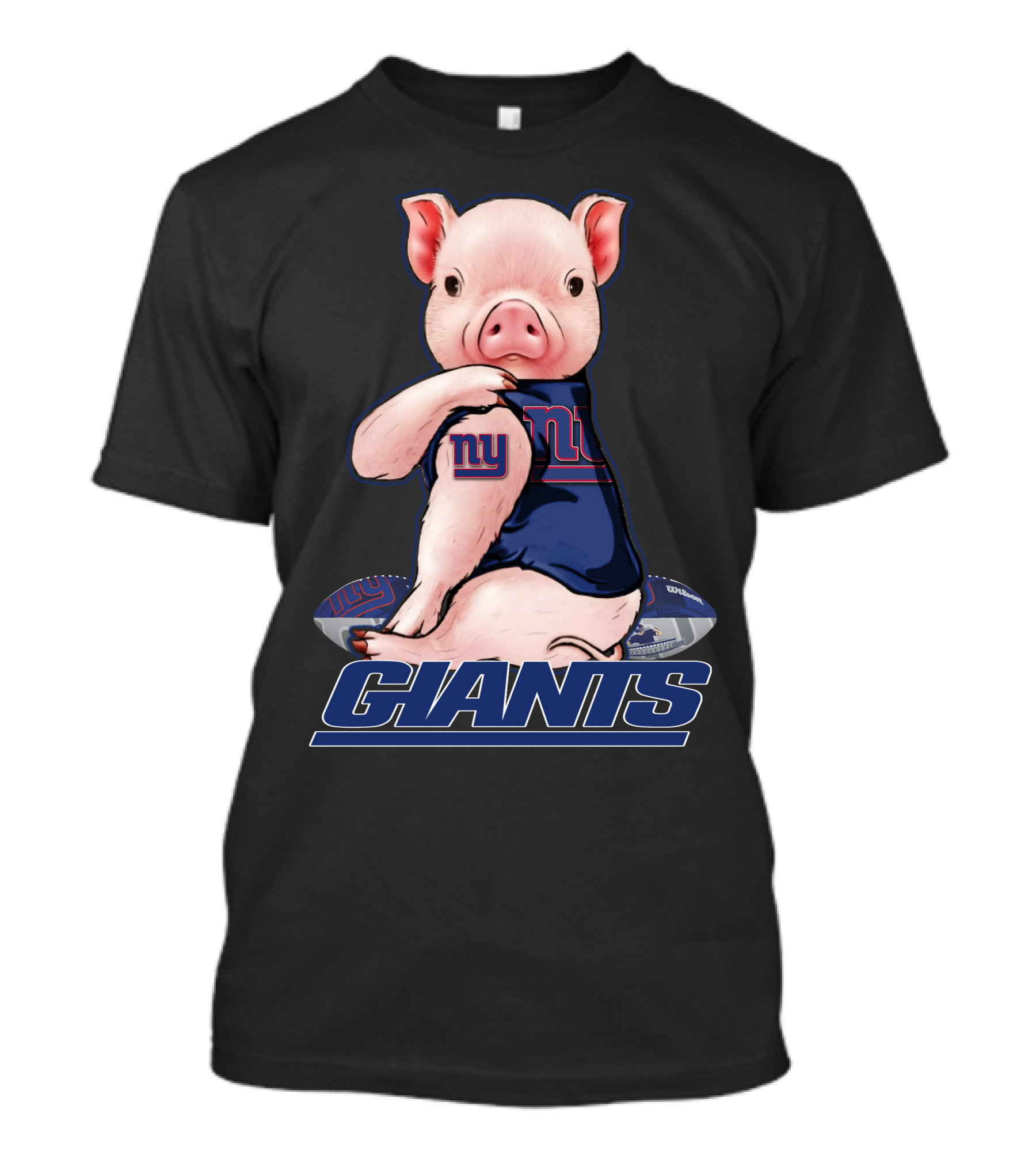 Pig In New York Giants Fan Jersey T-Shirt