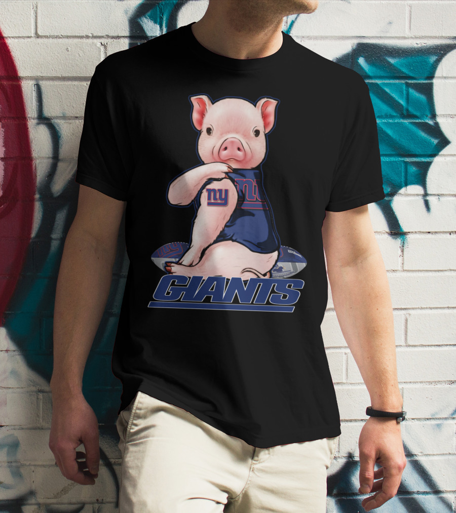 Pig In New York Giants Fan Jersey T-Shirt