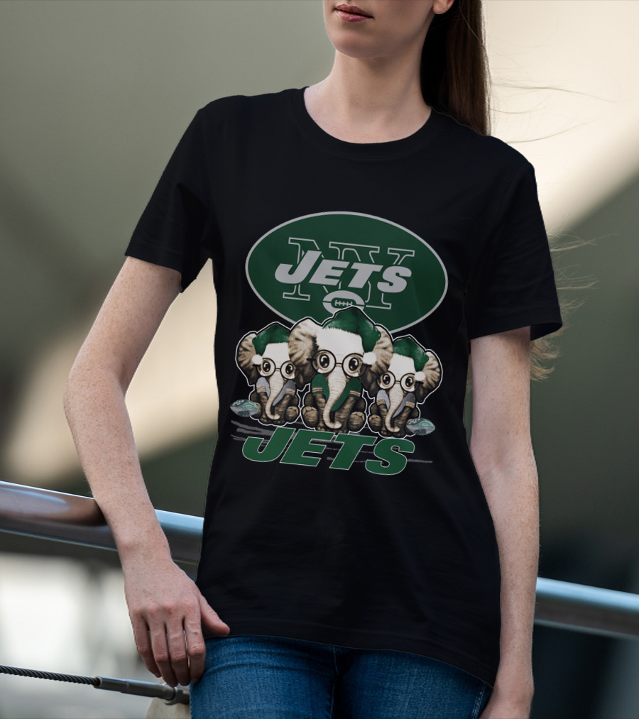 New York Jets Elephan Xmas Jets Football Trio T-Shirt