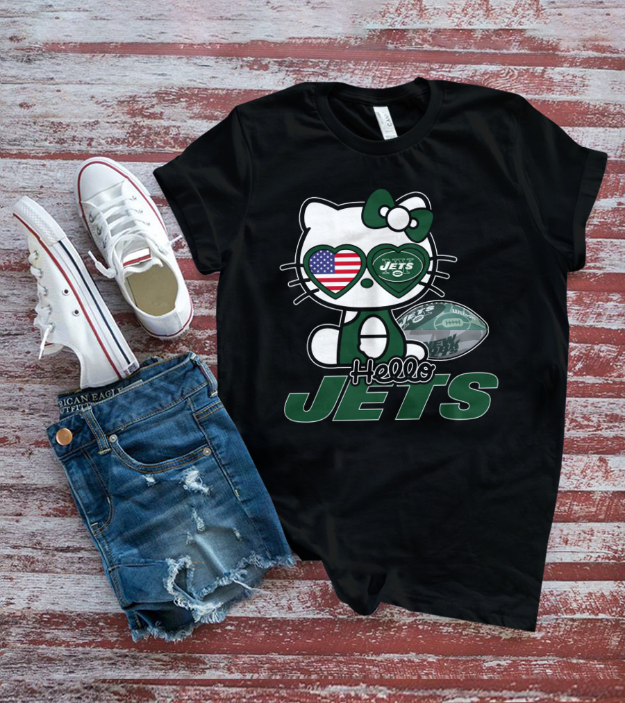 Hello Kitty Jets American Flag Football T-Shirt