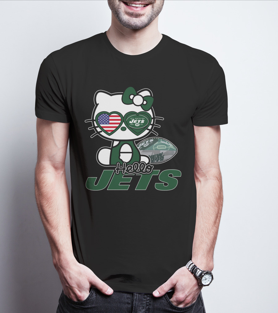 Hello Kitty Jets American Flag Football T-Shirt