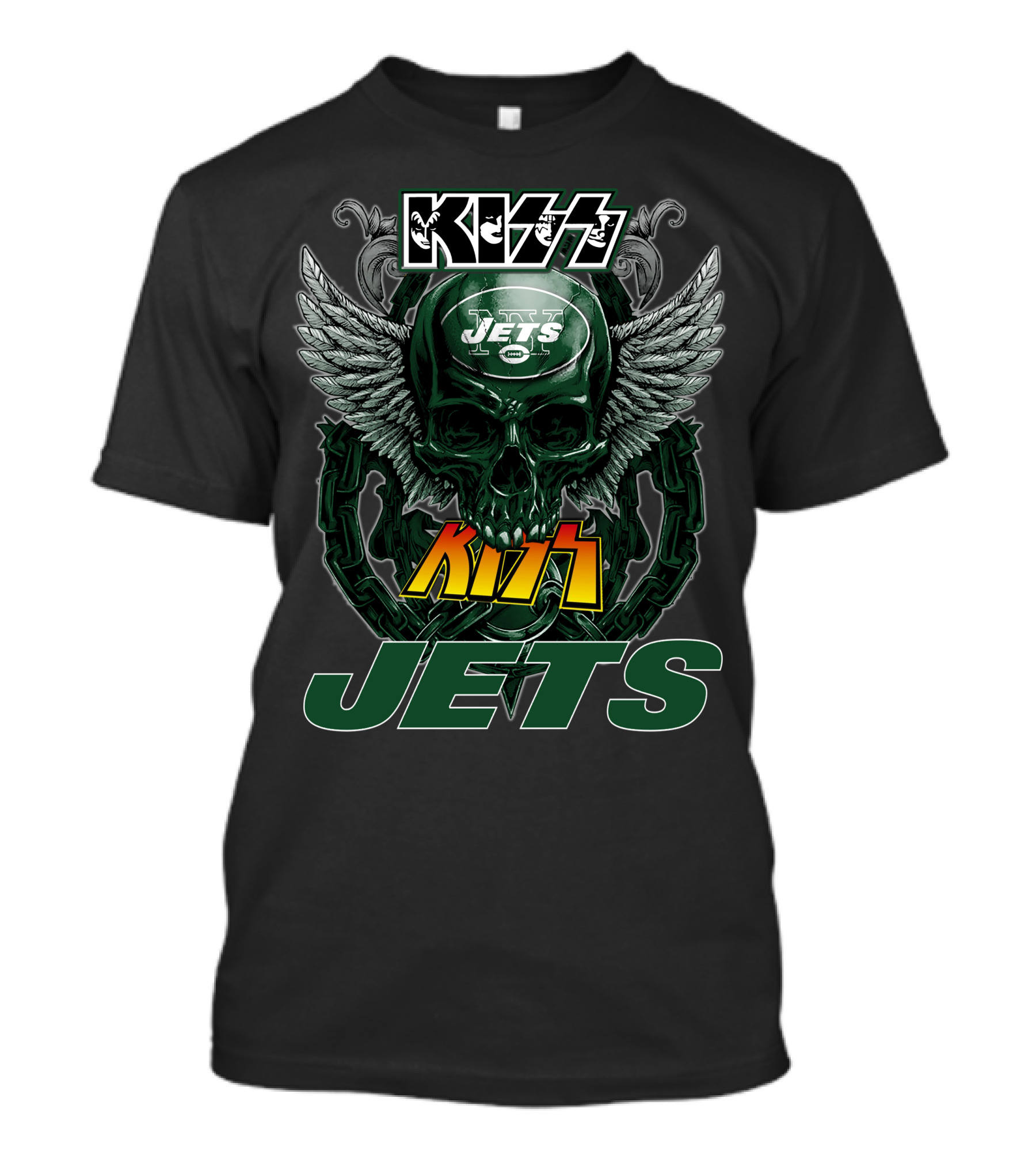 Kiss Jets Skull Wings Chains T-Shirt