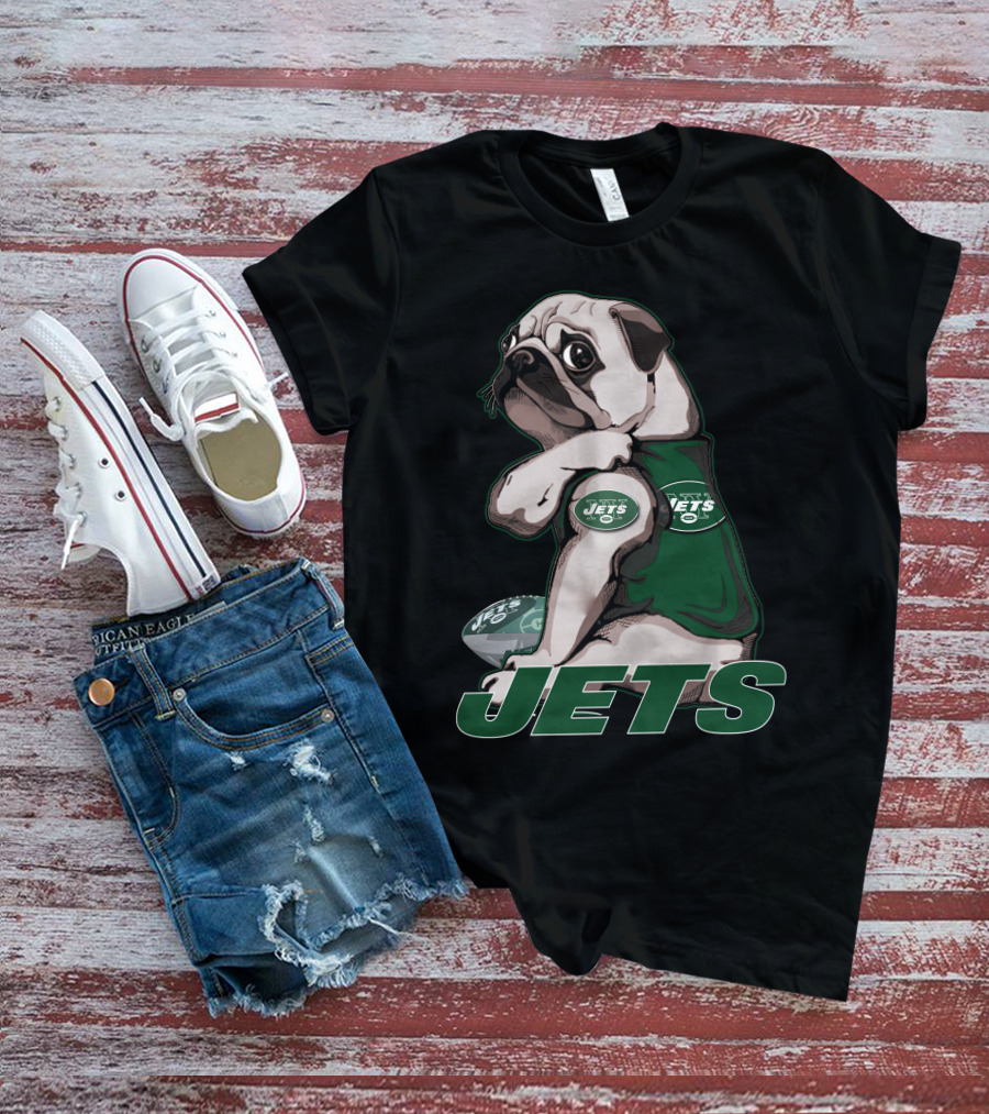Pug Jets New York Football Fan T-Shirt