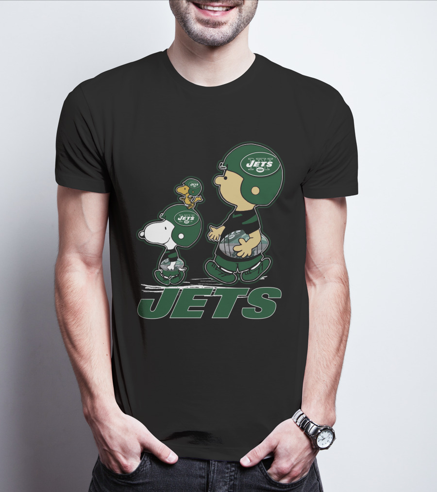 Snoopy Woodstock Jets Peanuts New York Football T-Shirt