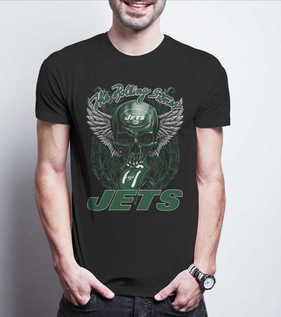 The Rolling Stones New York Jets Skull And Wings T-Shirt