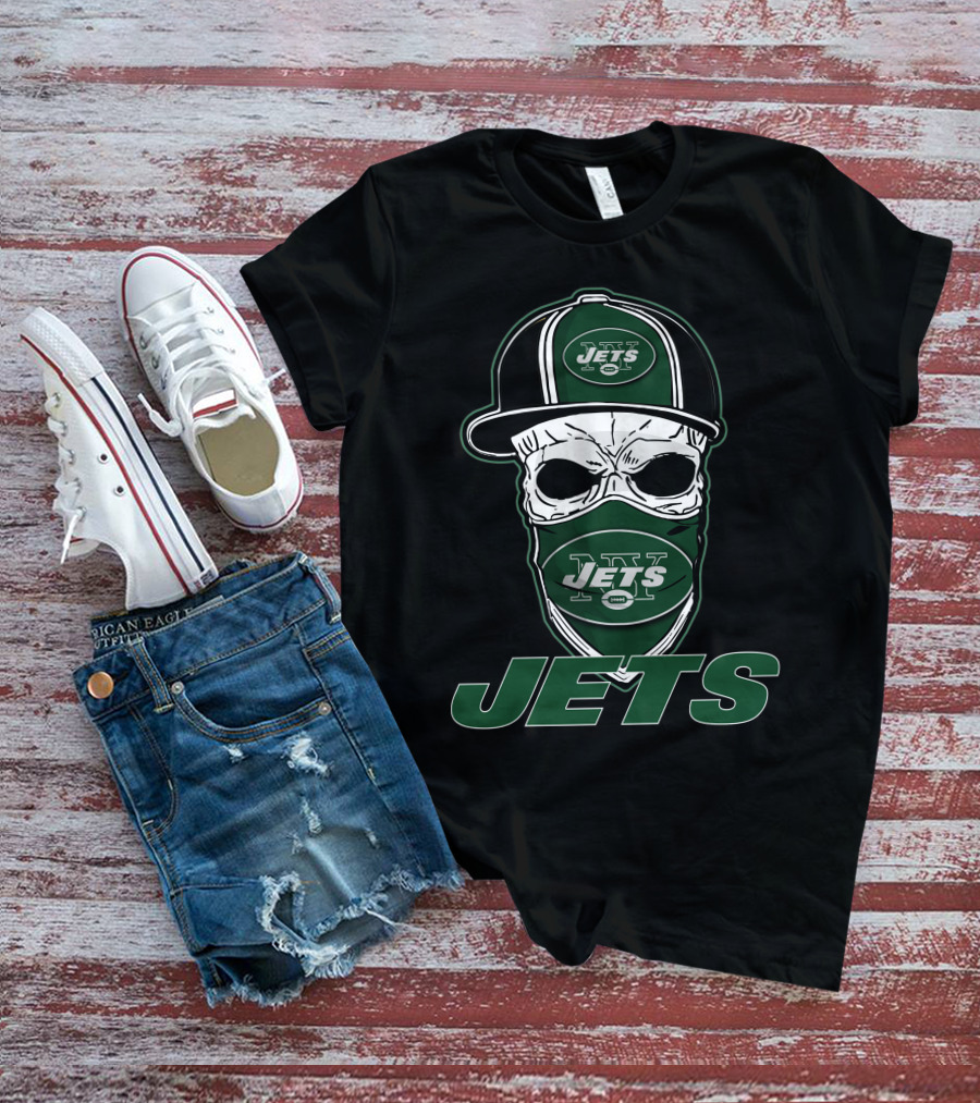 Skull Hat Jets Mask Logo New York Jets T-Shirt