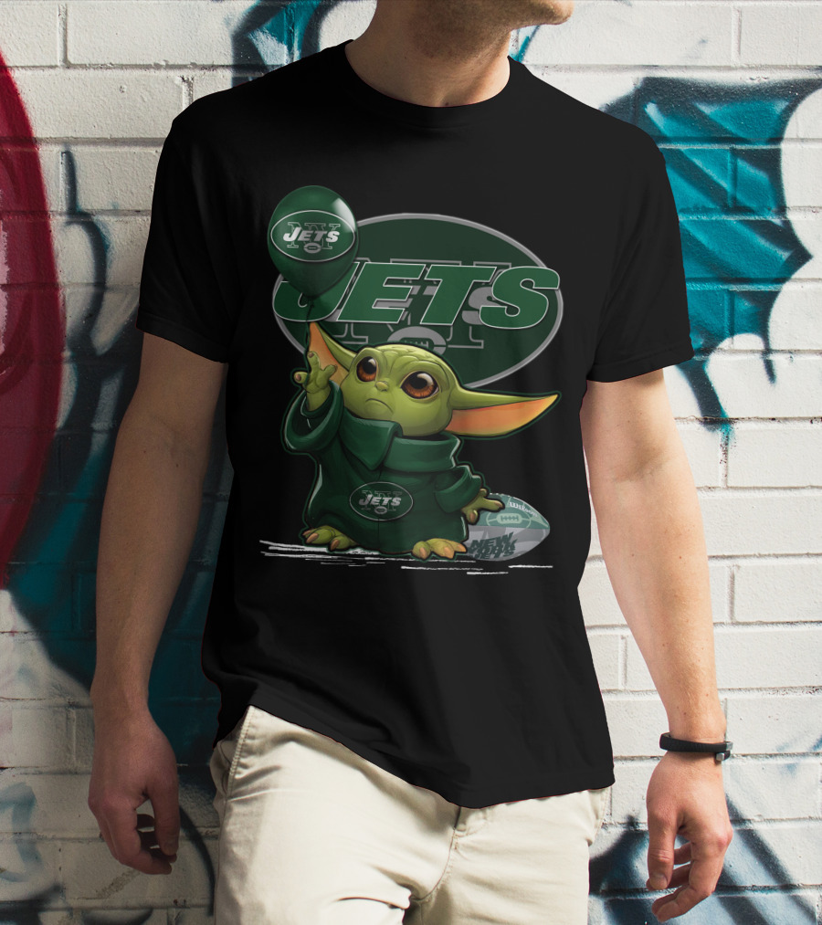 Yoda V1 New York Jets Football Yoda Balancing Jets Logos T-Shirt