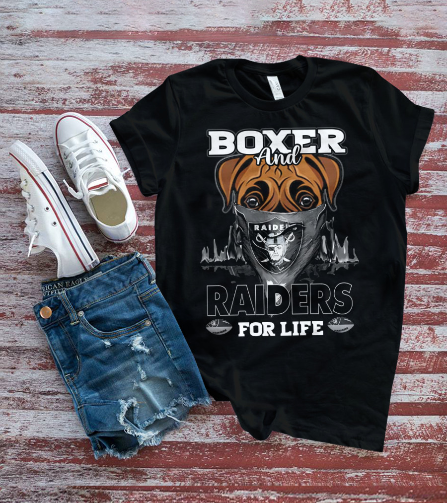 Boxer And Raiders For Life Raider Fan Mask Bulldog T-Shirt