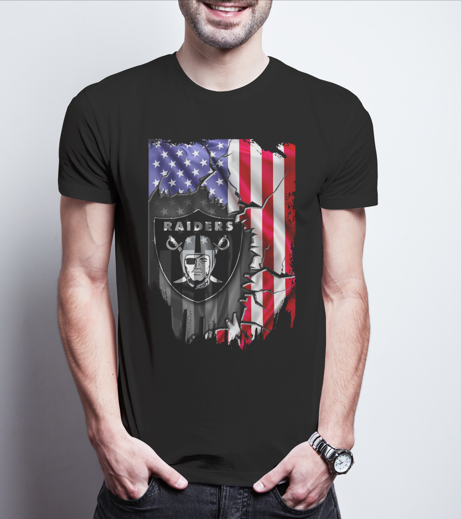 Flag V2 Raiders American Flag Patchwork T-Shirt