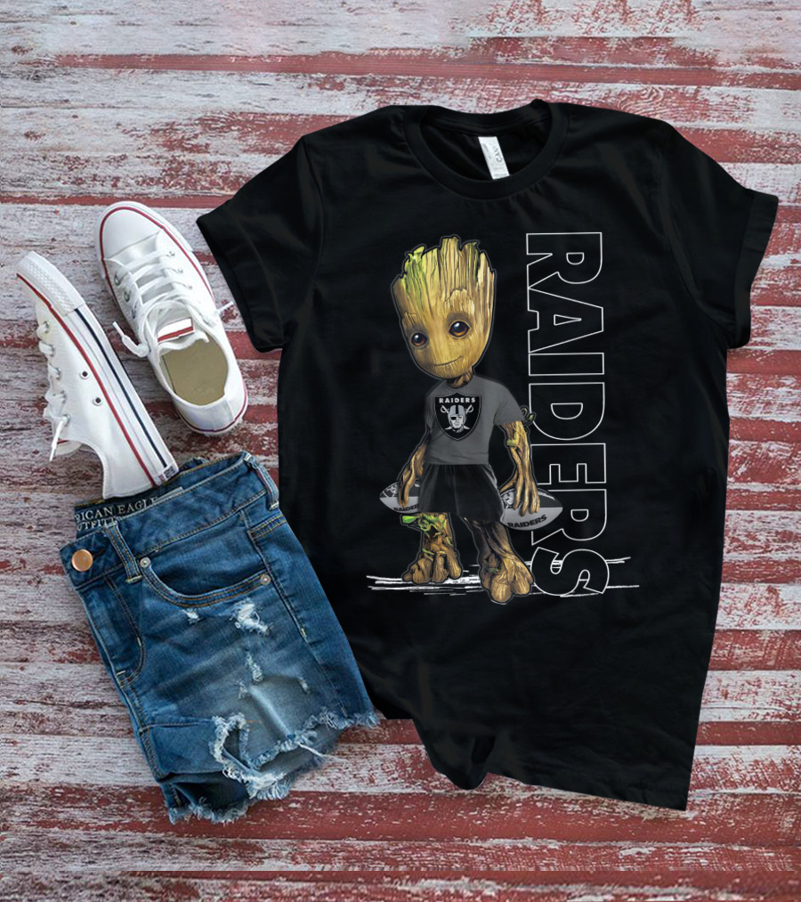 Groot Raiders Holding Football With Raiders T-Shirt
