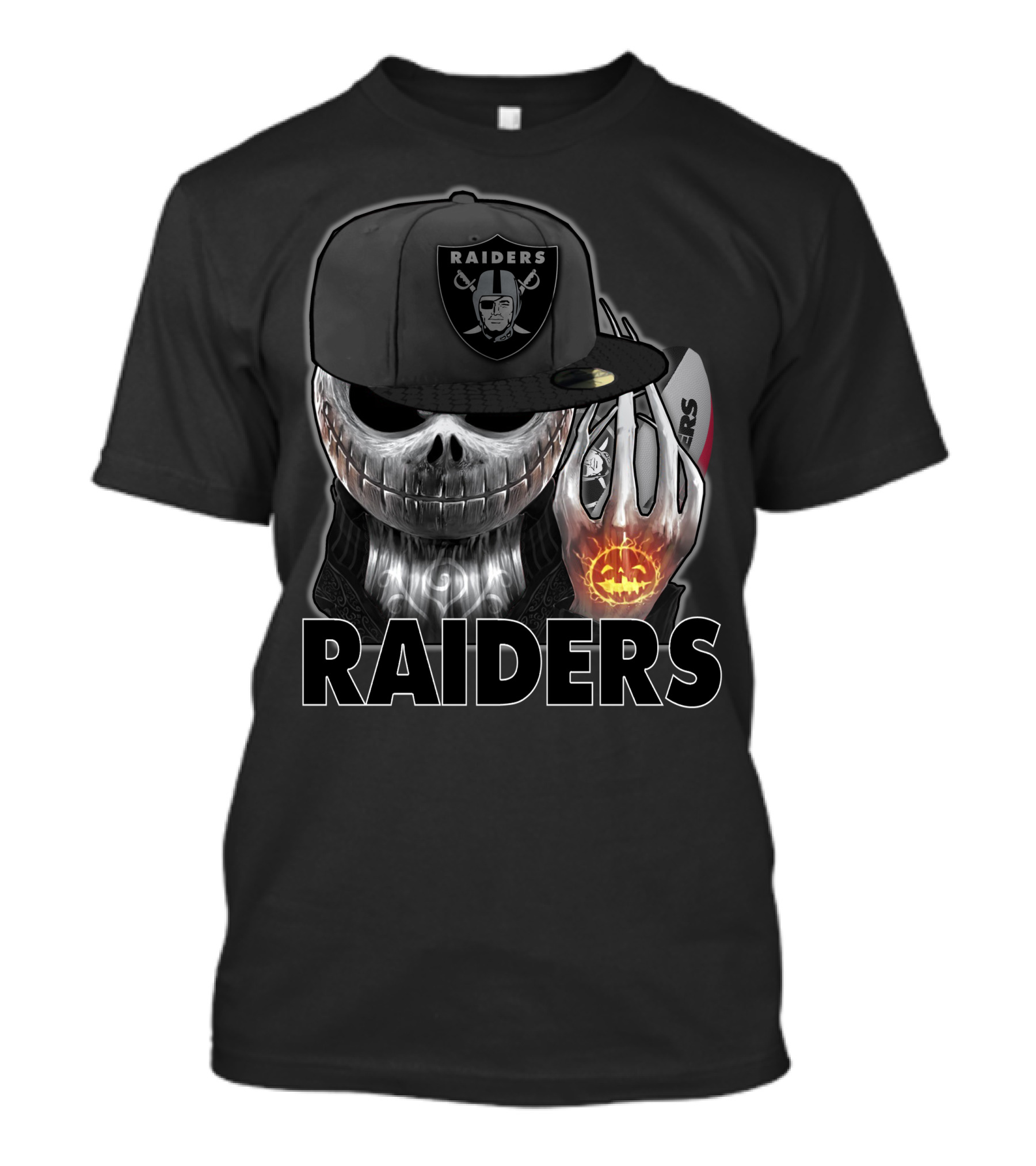 Jackskull Raiders Halloween Skull Holding Pumpkin T-Shirt