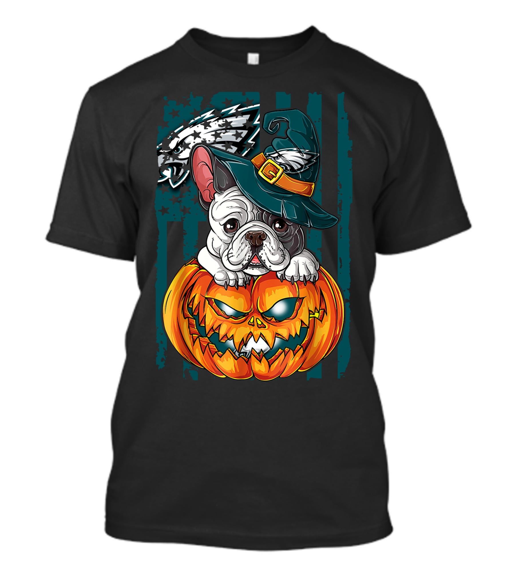 Hlw Bulldog Halloween Philadelphia Eagles Pumpkin T-Shirt