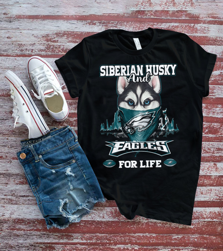 Siberian Husky And Eagles For Life T-Shirt