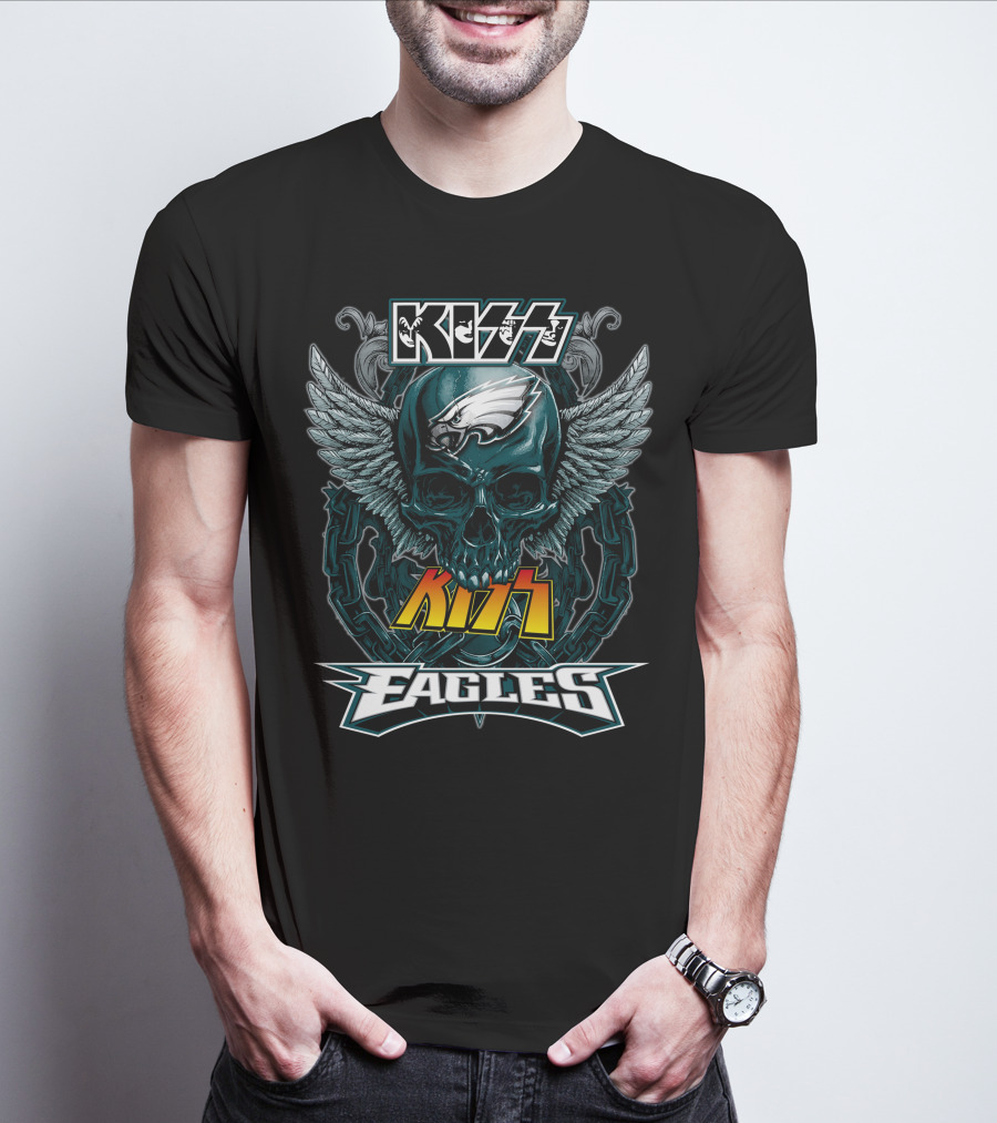 Kiss Eagles Philadelphia Skull Wing T-Shirt