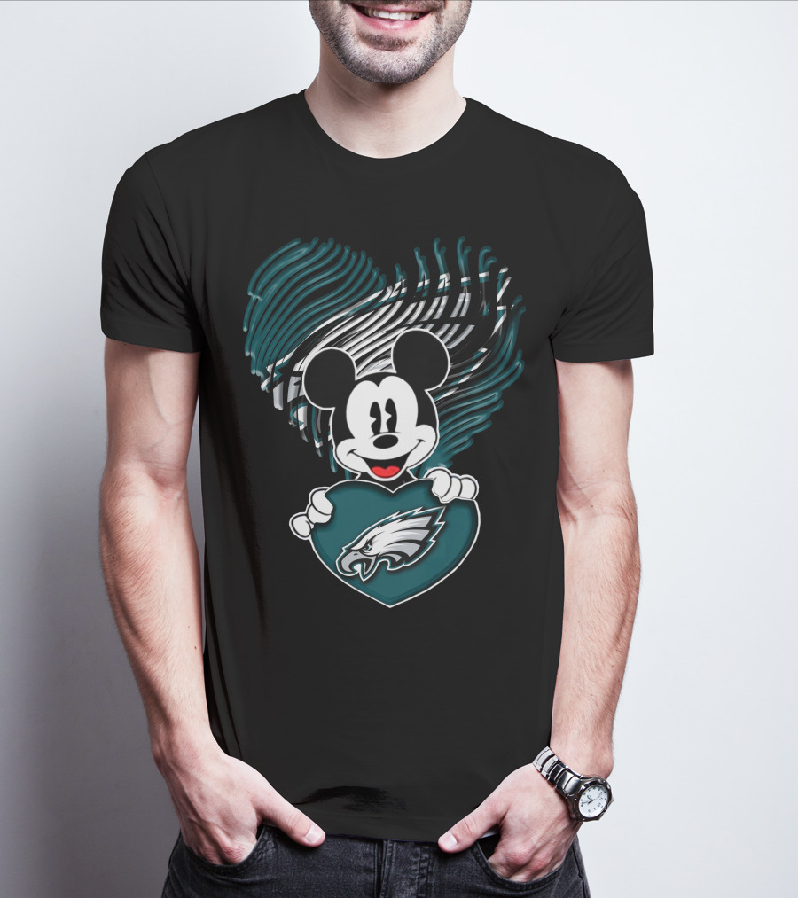 Philadelphia Eagles Heart Mickey Mouse T-Shirt