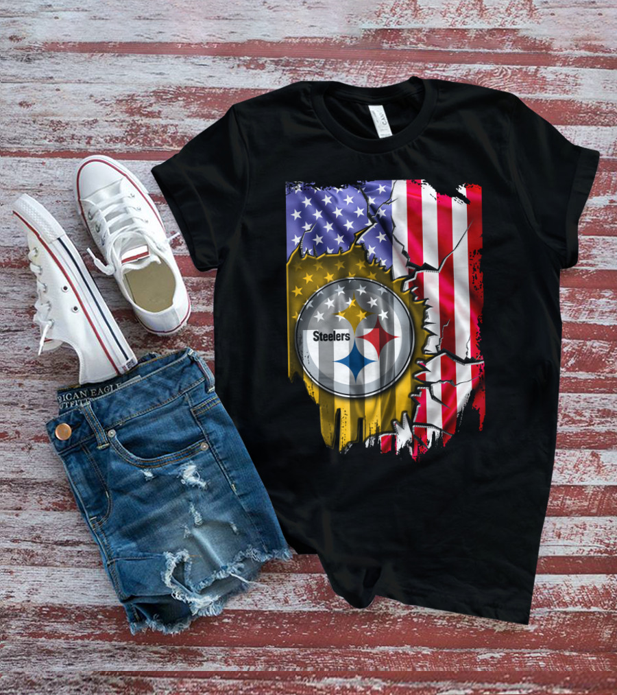 USA Flag Pittsburgh Steelers Logo V2 T-Shirt