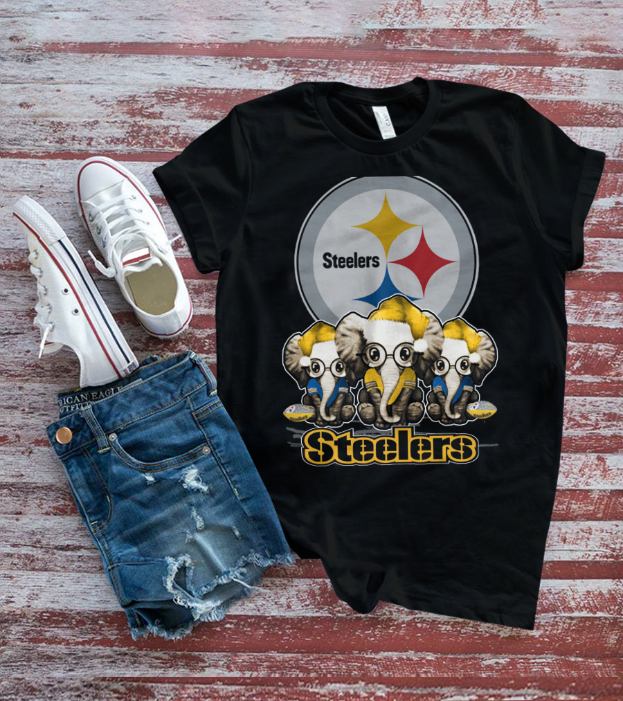 Pittsburgh Steelers Christmas Elephants T-Shirt