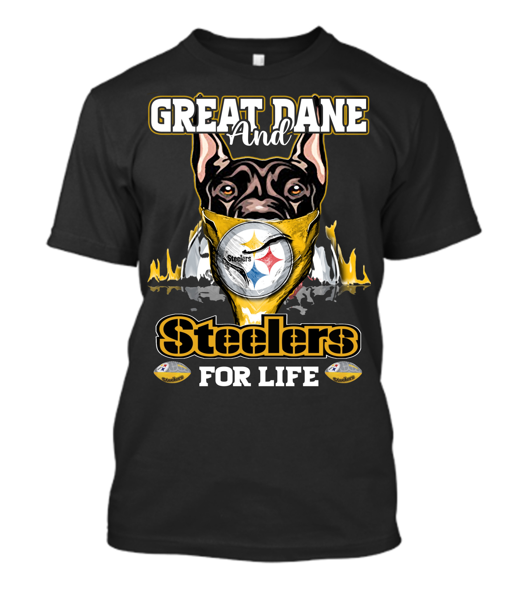Great Dane And Steelers For Life T-Shirt