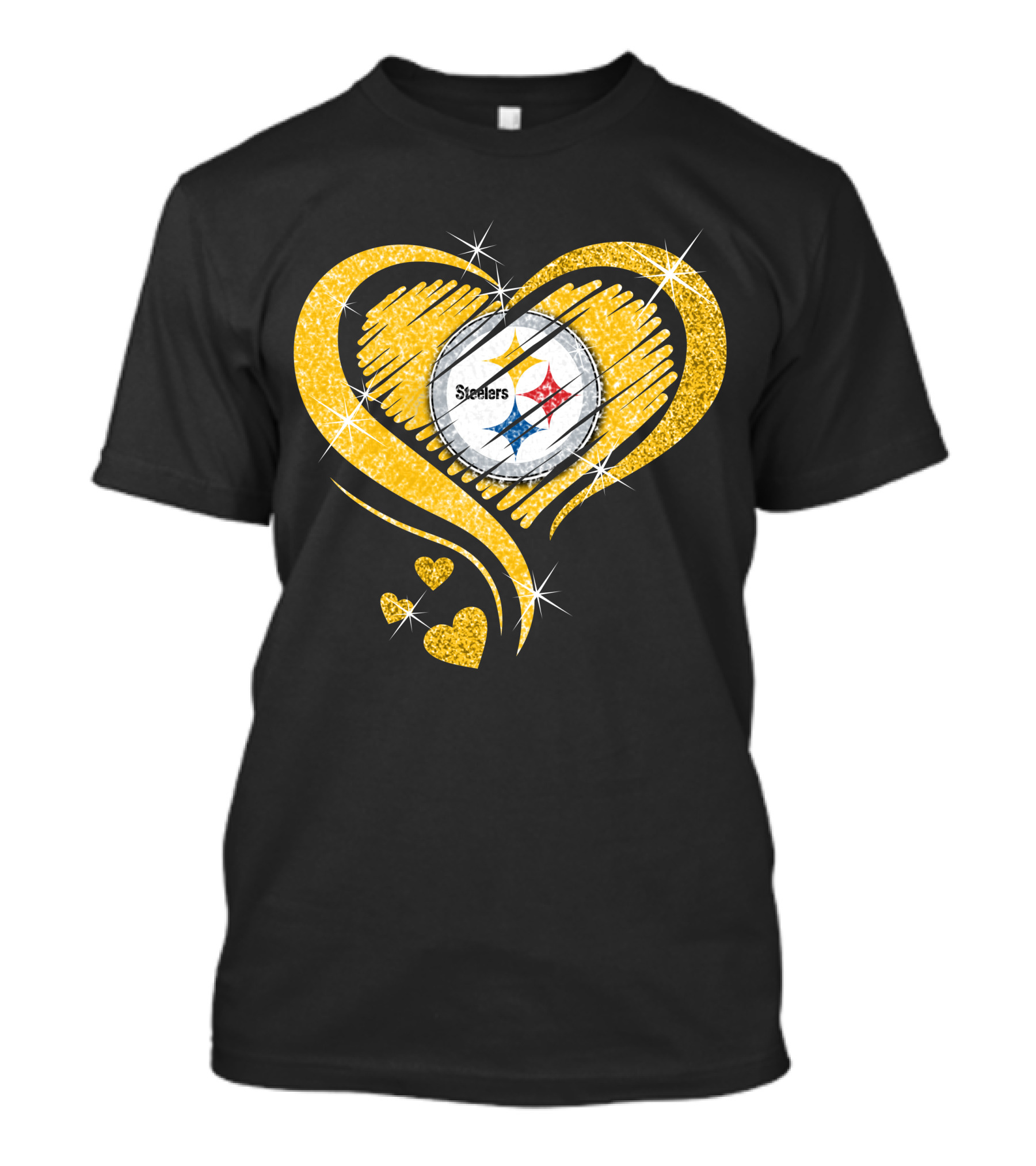 Pittsburgh Steelers Heart Diamond Sparkle T-Shirt